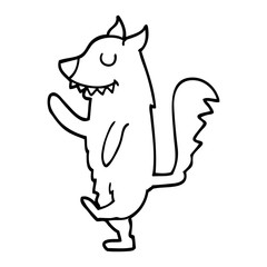 Obraz na płótnie Canvas line drawing cartoon fox walking
