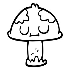line drawing cartoon cute mushroom