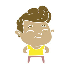 happy flat color style cartoon man