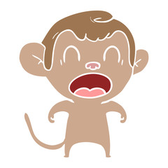 shouting flat color style cartoon monkey