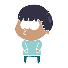 flat color style cartoon curious boy
