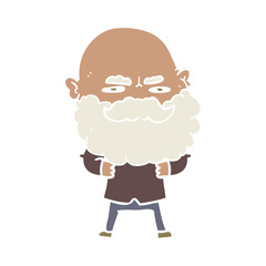 flat color style cartoon man with beard frowning