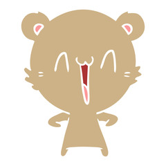 happy bear flat color style cartoon