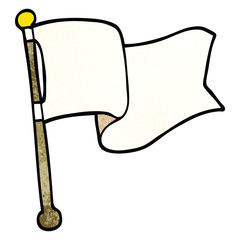 cartoon doodle white flag waving