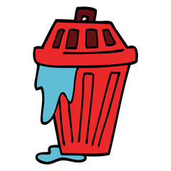 cartoon doodle waste bin