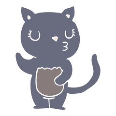 cute flat color style cartoon cat
