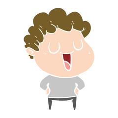 laughing flat color style cartoon man