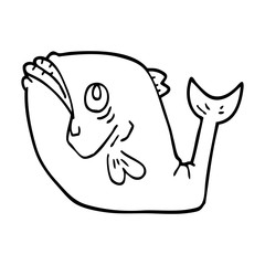 funny line drawing cartoon fish