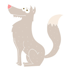 Fototapeta na wymiar flat color illustration of a cartoon wolf