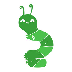 flat color style cartoon happy caterpillar