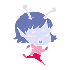 flat color style cartoon alien girl