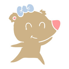 female bear flat color style cartoon