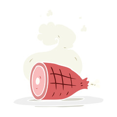 flat color style cartoon cooked meat