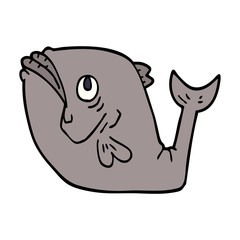 funny cartoon doodle fish
