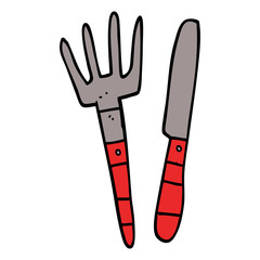 cartoon doodle knife and fork