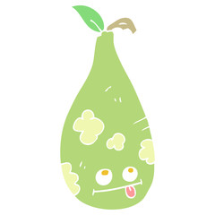 flat color illustration of a cartoon pear