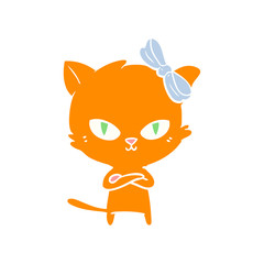 cute flat color style cartoon cat