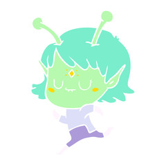 flat color style cartoon alien girl