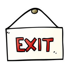 cartoon doodle exit sign