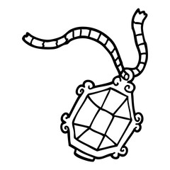 line drawing cartoon ruby necklace