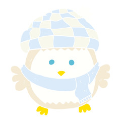 flat color illustration of a cartoon cute little owl