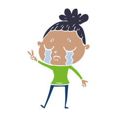 flat color style cartoon crying woman