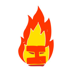 flat color illustration of a cartoon flaming letter I