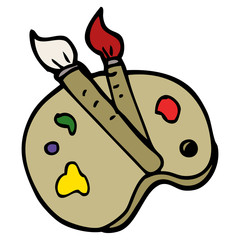 cartoon doodle artist palette