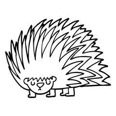 line drawing cartoon spiky hedgehog