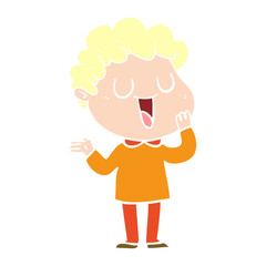 laughing flat color style cartoon man