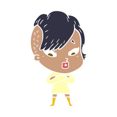 flat color style cartoon surprised girl