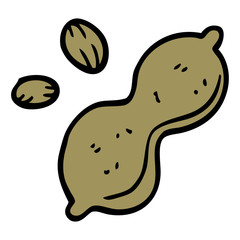 cartoon doodle peanut and shell