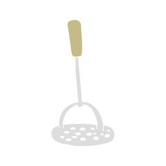 flat color illustration of a cartoon potato masher