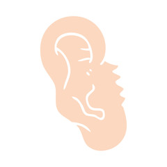 flat color illustration of a cartoon human ear