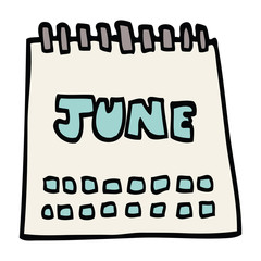 cartoon doodle calendar showing month of june