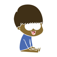 happy flat color style cartoon boy