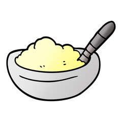 cartoon doodle bowl of mashed potato