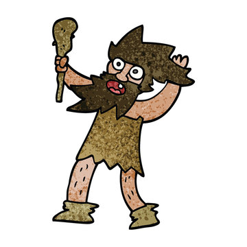 cartoon doodle cave man