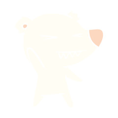 angry polar bear flat color style cartoon