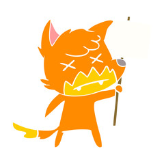 flat color style cartoon dead fox with protest sign