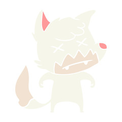 flat color style cartoon dead fox