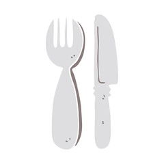flat color style cartoon knife and fork