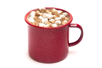 Photo sur Plexiglas Chocolat Tasse de chocolat chaud dans une tasse en métal rouge