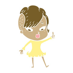 flat color style cartoon surprised girl pointing