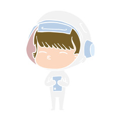 flat color style cartoon curious astronaut