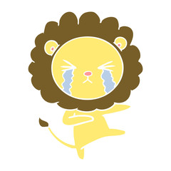 flat color style cartoon crying lion