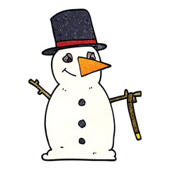 cartoon doodle snowman