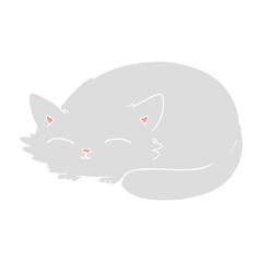 flat color style cartoon cat sleeping