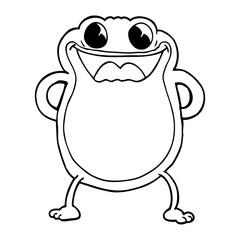 line drawing cartoon frog