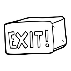 line drawing cartoon exit sign